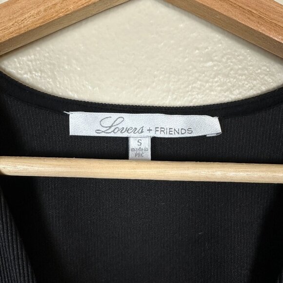 Lovers + Friends Revolve Bodysuit Ribbed Plunging Neck Black Women's Small - Picture 3 of 6